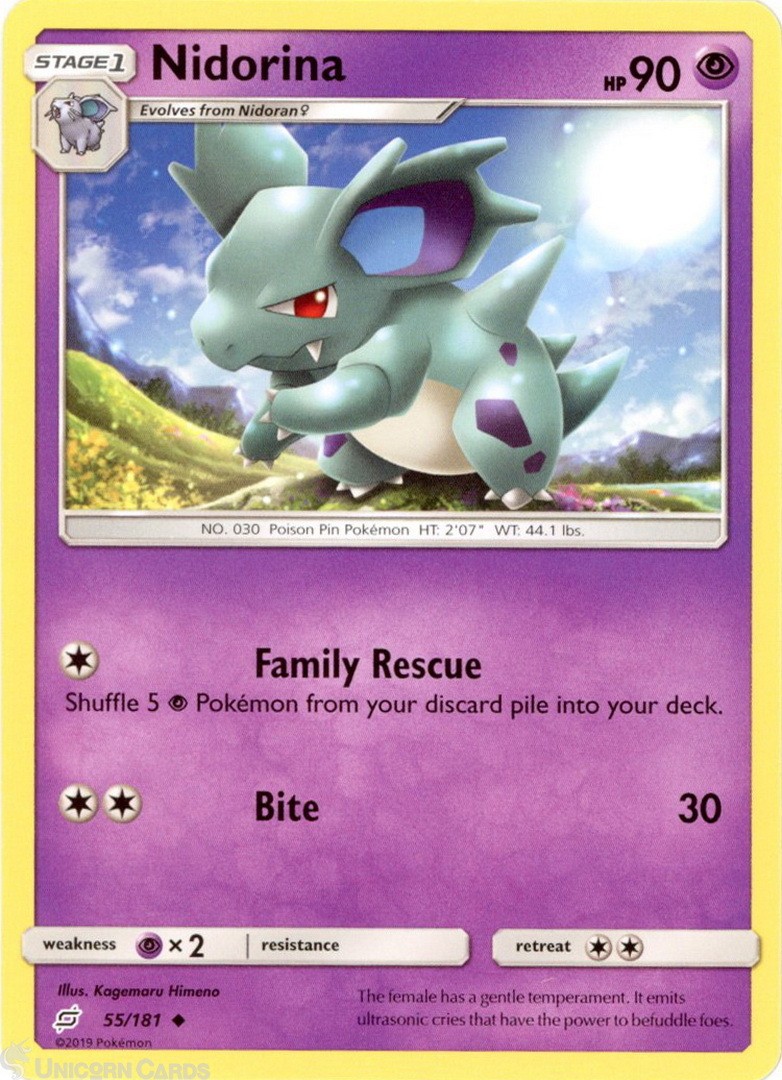 Nidorina 55/181 : Uncommon Mint/Near Mint Pokemon Card : SM09: Team Up