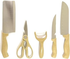 Wheat Fiber Knife 5pc Set 11.5" Slicer 11.5" Chef 9" Fruit Knife 8" Scissor NEW