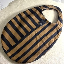 mina perhonen Egg Bag Tote Navy Brown Leather Used Excellent Condition