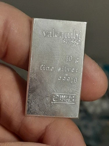 Valcambi Suisse 10 Gram Silver Bar  10g Bar .999 Fine Silver