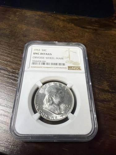 1953 50c Unc Details Obverse Wheel Mark