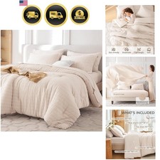 7-Piece Luxurious Seersucker Queen Comforter Set for Chic Bedroom Elegance
