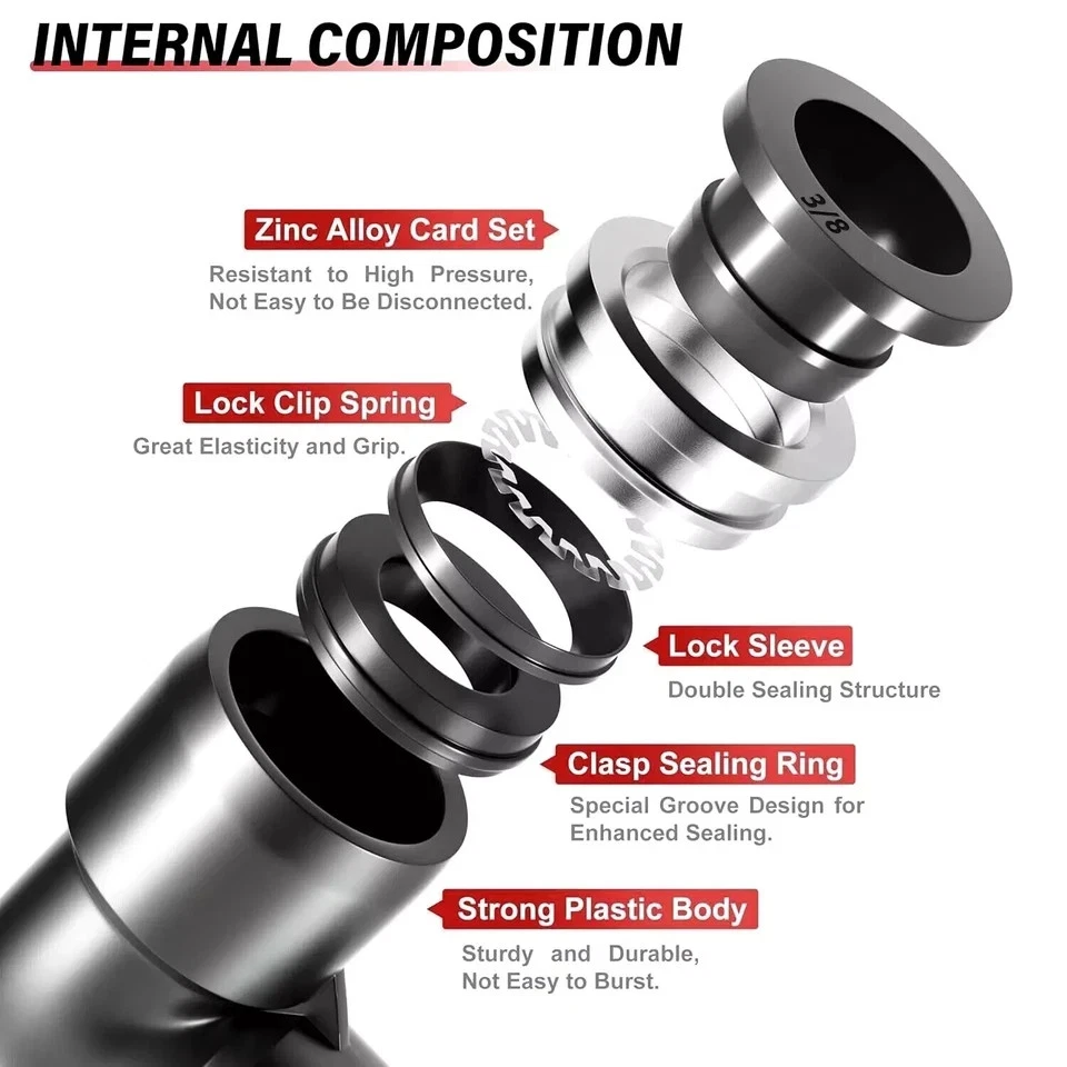 3/8'' Tube OD to 1/4'' NPT Male Thread Push to Connect Fittings Elbow Black 5Pcs - Image 2 of 4