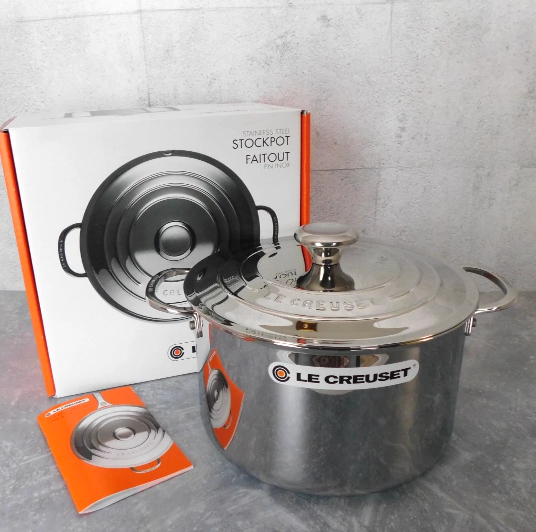 Le Creuset Tri-Ply Signature Stainless Steel Stockpot with Lid, 7 Quart - New