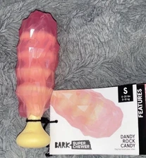 New Bark Box Super Chewer “ Dandy Rock Candy " Dog Toy Pink Ultra Durable Small