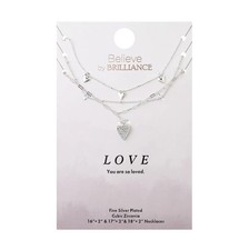 NWT 3 pc Crystal Heart Necklace Set with Heart Charm  Adjustable 16  20"