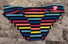NWT VICTORIA'S SECRET PINK M STRIPE RUCHED VINTAGE RARE CHEEKY BIKINI PANTIES