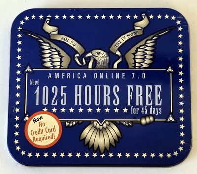 AOL America Online 7.0 Disc in Blue & Silver Patriotic Eagle Collectible Tin
