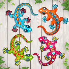 Metal Gecko Wall Art Decor- Outdoor Lizards Hanging Decoration for Garden Yar...