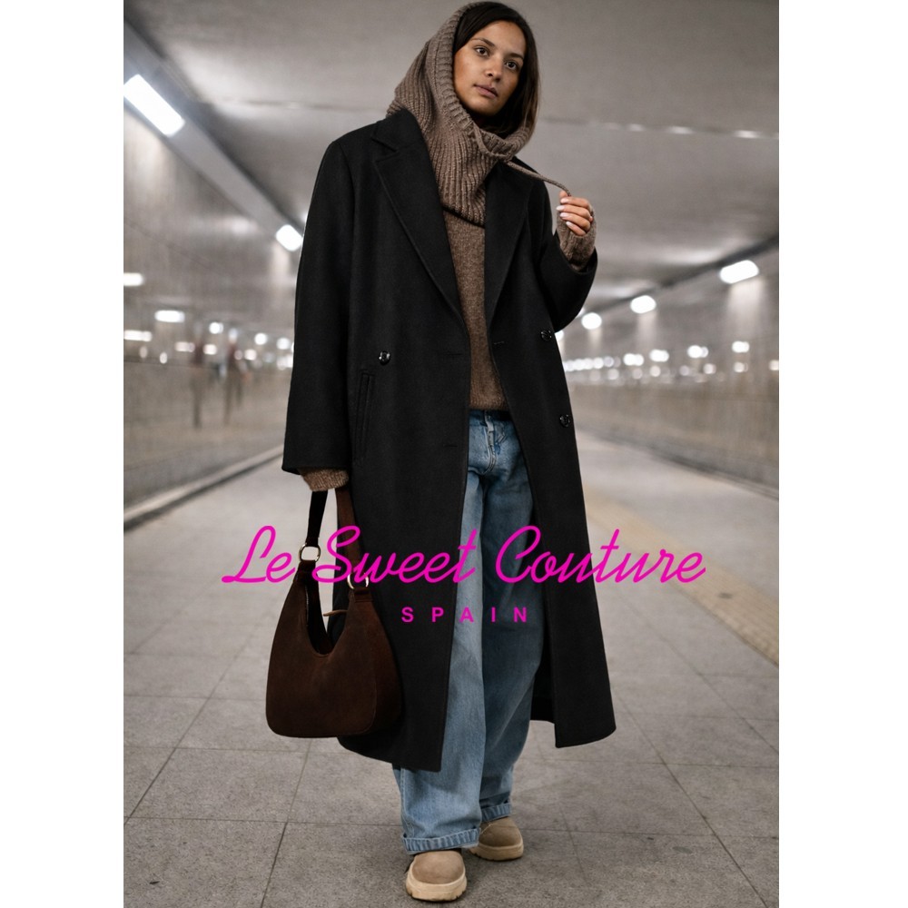 ZARA WOMAN FW25/26 BLACK SOFT SHOULDER PAD COAT ALL SIZES 3046/282