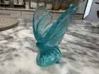 Fenton Blue Glass Butterfly Sculpture Glossy Finish