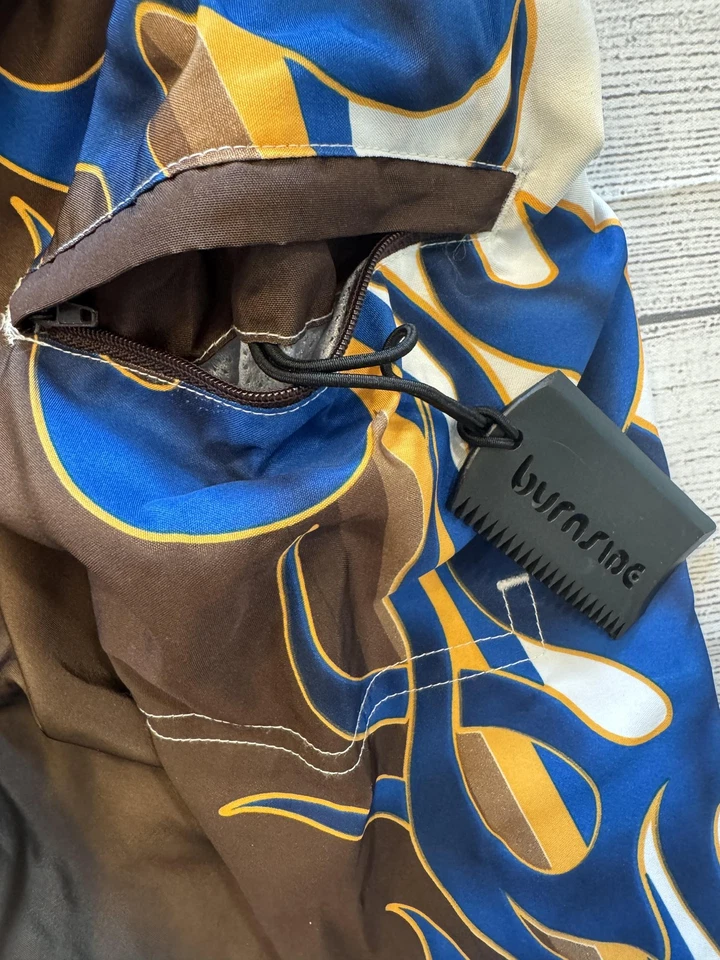 Burnside Board Shorts Mens 34 Flame Print Swim Trunks Pocket Surf Beach Swimwear - Image 4 of 4