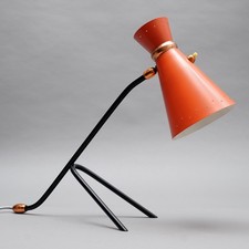 Lampada da tavolo vintage anni 50 Stilnovo rosso nero color rame funzionante 1.Z