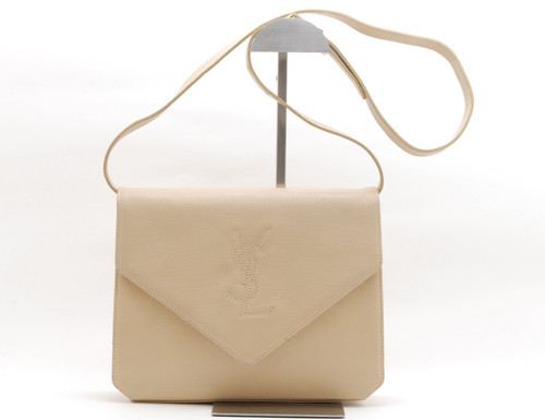 Yves Saint Laurent YSL Hand Shoulder Bag Ivory Leather Vintage Authentic