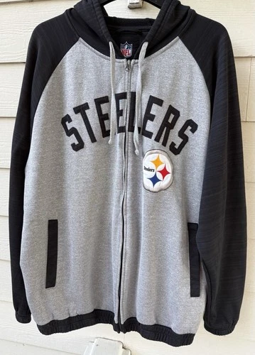 Pittsburgh Steelers NFL  2XL Gray/black Full-Zip Hoodie Jacket