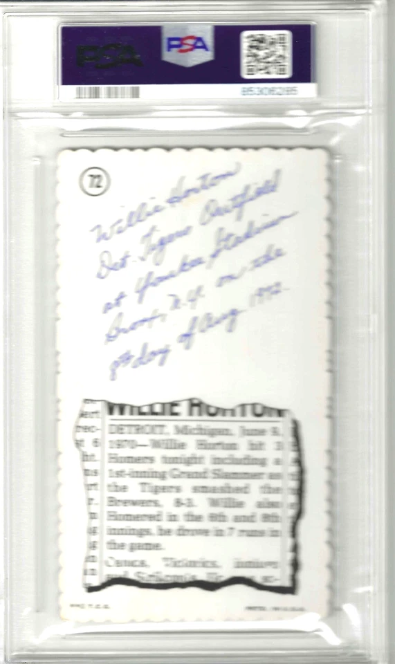 1974 Topps Deckle Edge #72 Willie Horton PSA 6 - espalda blanca Foto 2 de 2