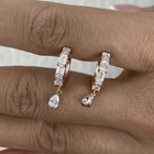 1.3ct Pear & Emerald Earrings Rose Gold 14K Labcreated Diamond F/VS — photo 6