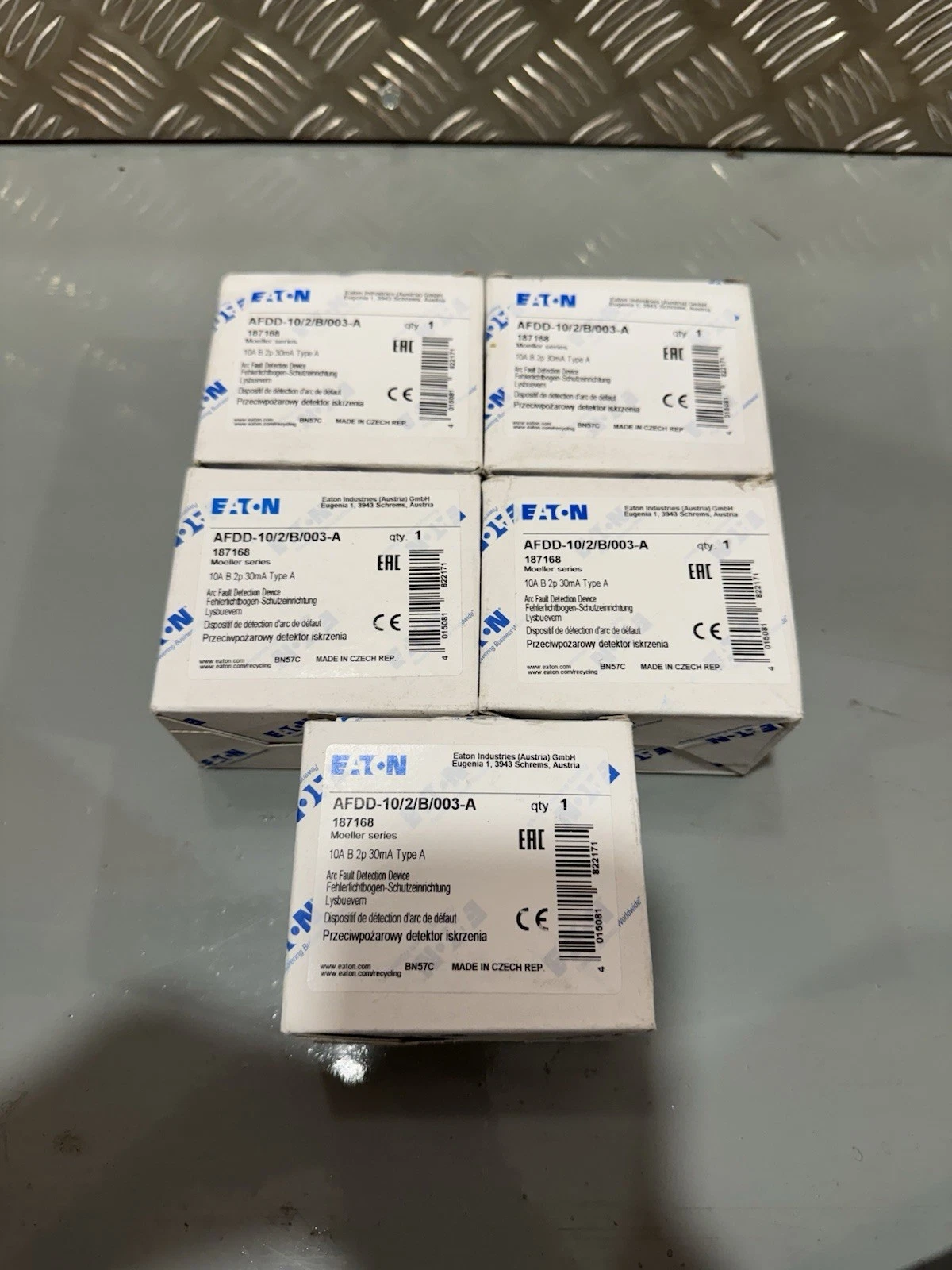 5x Eaton 10A B 2p 30mA Type A AFDD-10/2/B/003-A Arc Fault Detection Devices New