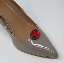 Metal Shoe Clip with Rhinestone, Color Red