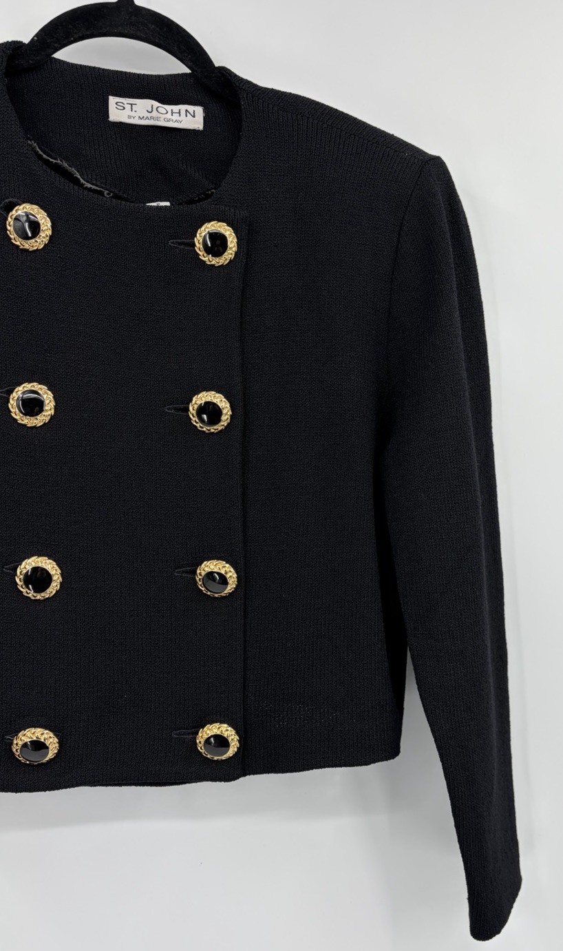 Vintage St John Santana Knit Double Breasted Cardigan Sweater Blazer Size 8 thumbnail 4