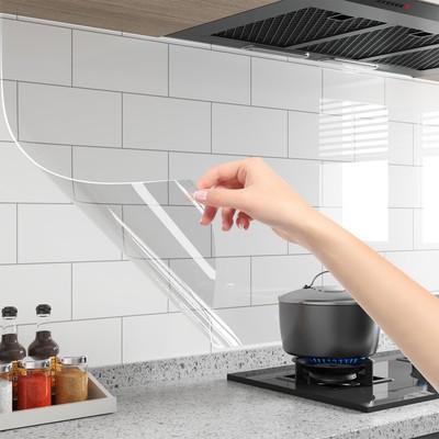 Kitchen Clear Contact Paper Peel and Stick Oil Proof Waterproof Wall Protecti