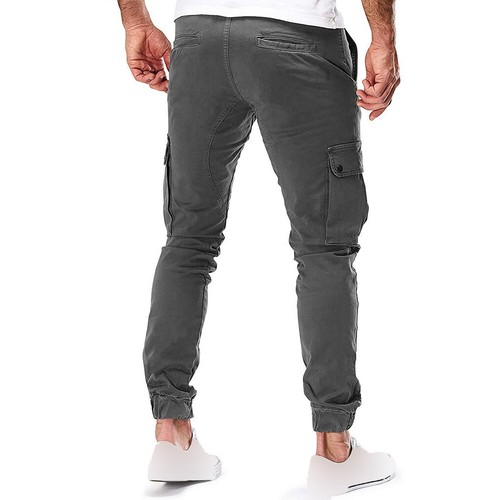 Mens Casual Cargo Pants Joggers Combat Work Pockets Skinny Stretchy Trousers US - Bild 6 von 16