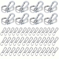 48PCS Metal Keychain Carabiner Clip Keyring Key Ring Chain Clips Hook Holder USA
