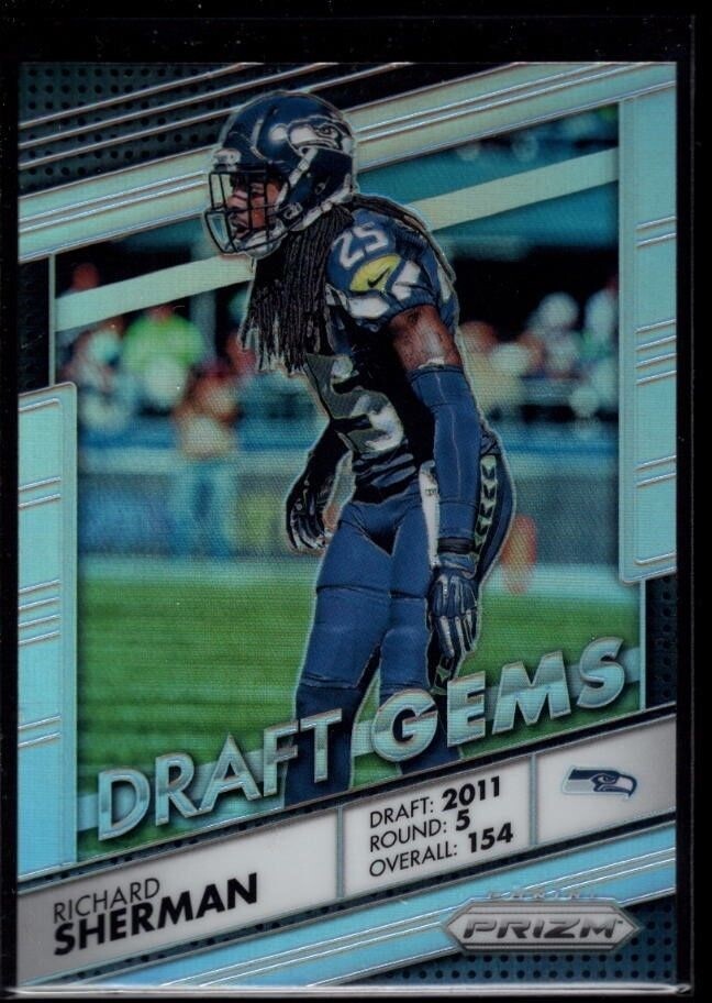 RICHARD SHERMAN SEAHAWKS MINT DRAFT GEMS SILVER REFRACTOR SP 2016 PANINI PRIZM 7