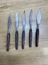 Set of Vintage Mode Danish Steak Knives Wood Handles MCM  Cutlery