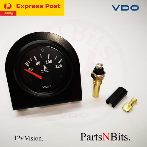 VDO VISION 52mm 12v ELECTRIC WATER TEMP GAUGE + SENDER AND LBRACKET