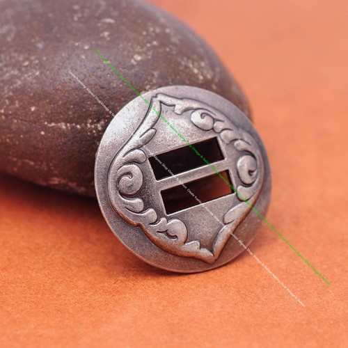 5X Heavy Western Antique Sliver Saddles Tack Leathercraft Slotted Conchos 1-1/4" - Picture 3 of 9