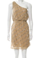 Alice + Olivia Silk One Shoulder Neutral Dress Sz XS