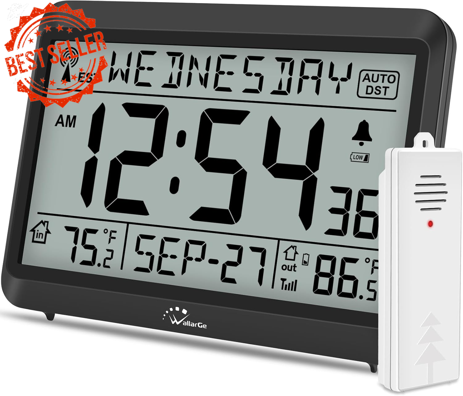 Atomic Clock with Indoor Outdoor Temperature Self Setting 4 Time Zones DST