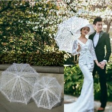 Vintage Mesh Lace Umbrella Parasol Wedding Bridal Party Sunshade Decor White New
