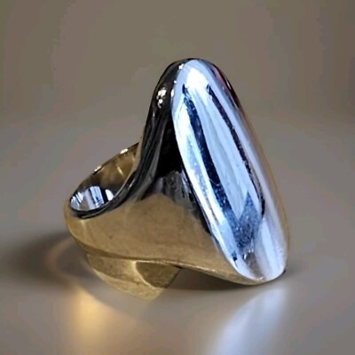 Solid Stirling Silver Heavy Solid Ring Signet Type Ring, Stunning Find Beautiful