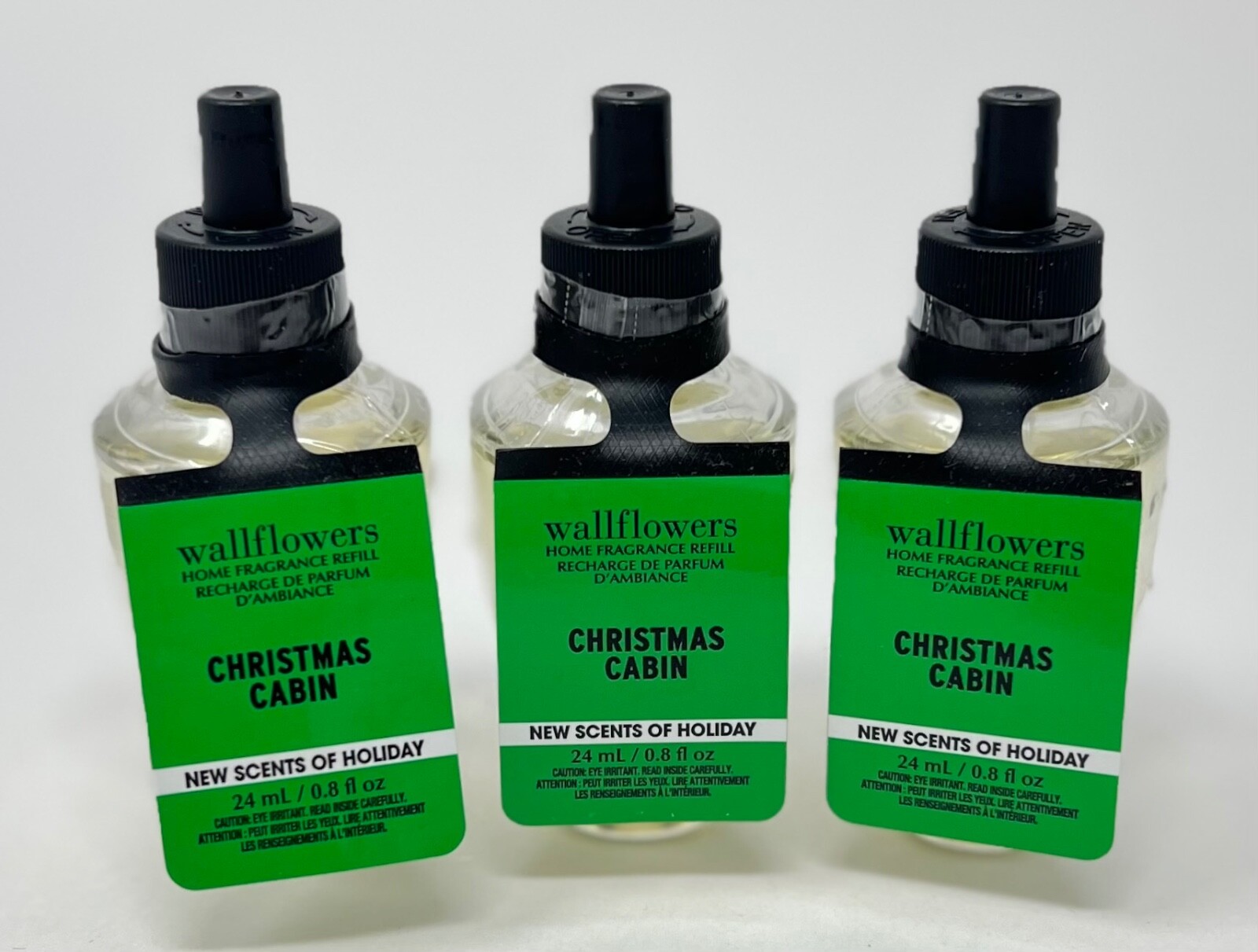 3 BATH BODY WORKS CHRISTMAS CABIN WALLFLOWER FRAGRANCE REFILL BULB PLUG IN SCENT-image