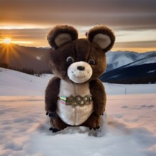 1979 R. Dakin Plush Misha 1980 Moscow Olympics Mascot 12" Belt  Tag , Korea