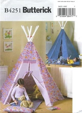 Butterick B4251 Child's Indoor Tent & Cushion Mat Sewing Pattern, Tepee Style