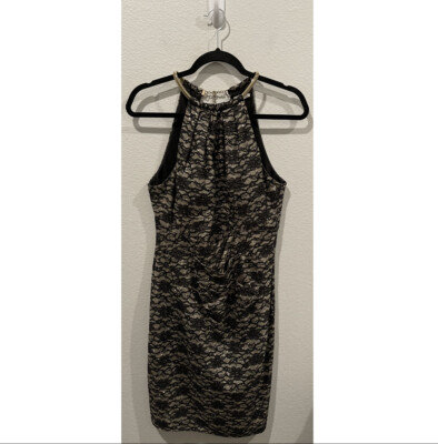 ELIZA J Black Gold Lace Halter Midi Dress Size 10 | eBay ELIZA J Black Gold Lace Halter Midi Dress Size 10 | eBay