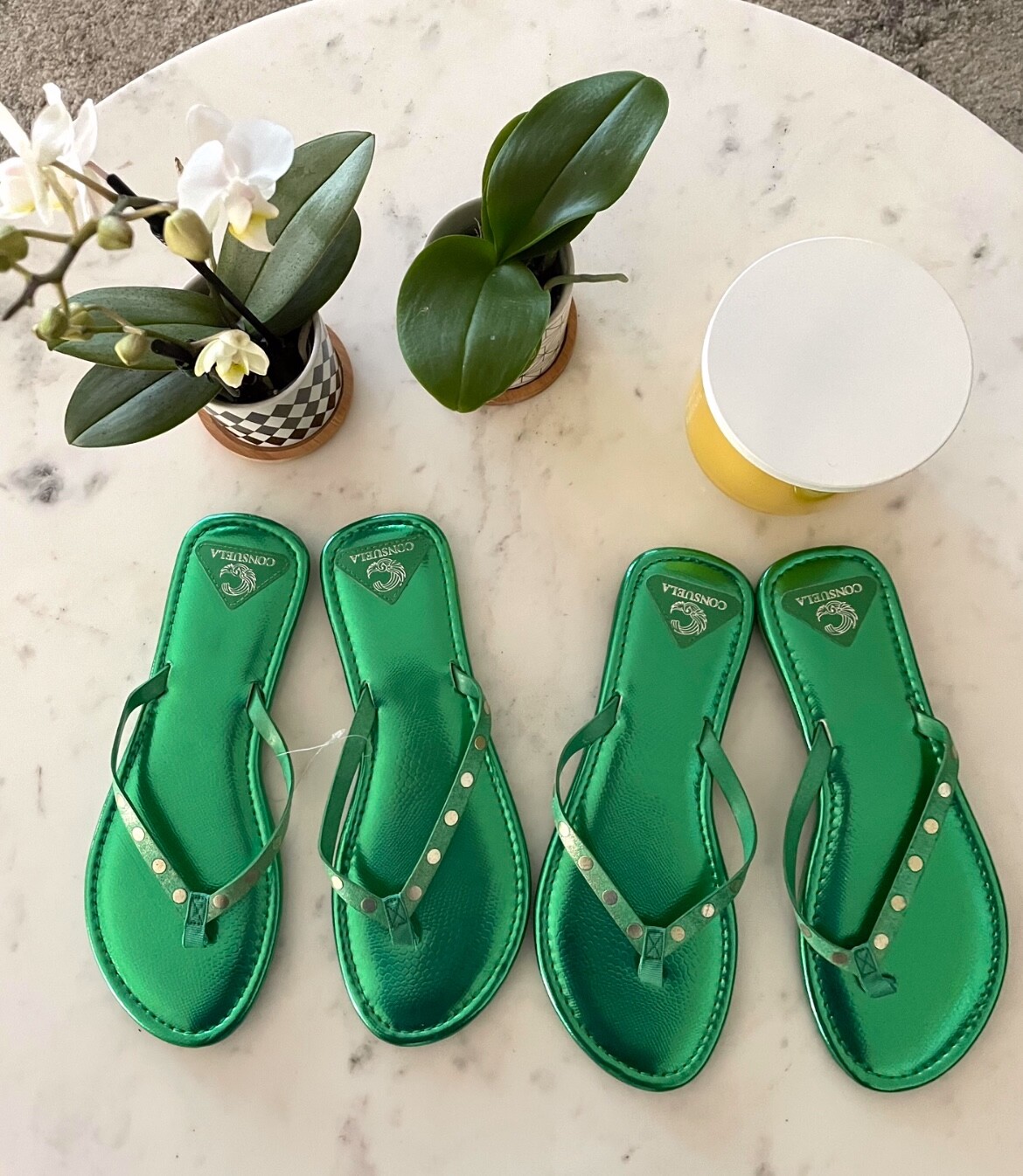 Lotto 2 sandali infradito marca CONSUELA verde metallizzato taglia M