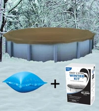 18' Round Above Ground Winter Pool Cover + 4'x4’ Air Pillow + Winterizing Kit *