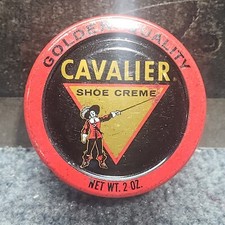 Vintage Cavalier Shoe Cream Net Wt 2oz Red Glass Jar