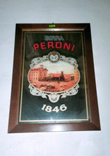 1031- quadro specchio pubblicitario birra Peroni cornice legno 59x42 anni 70