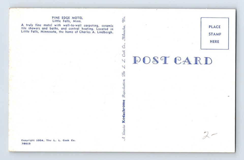 Postcard Minnesota Little Falls MN Pine Edge Motel Car 1960s Unposted Chrome eBay