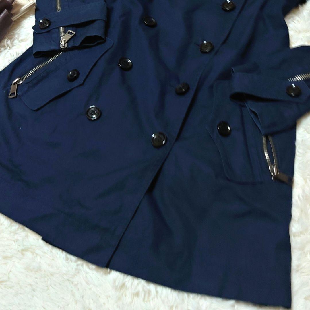 Burberry BRIT Women's Navy Trench Coat Size USA 12 Blue Nova