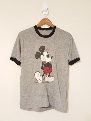 Vintage 80s Mickey Mouse Ringer T-shirt Heather Blue Size-XL