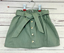 Isaac Mizrahi Kids Collection Skirt Girls Small 5/6 Green Cotton Belt