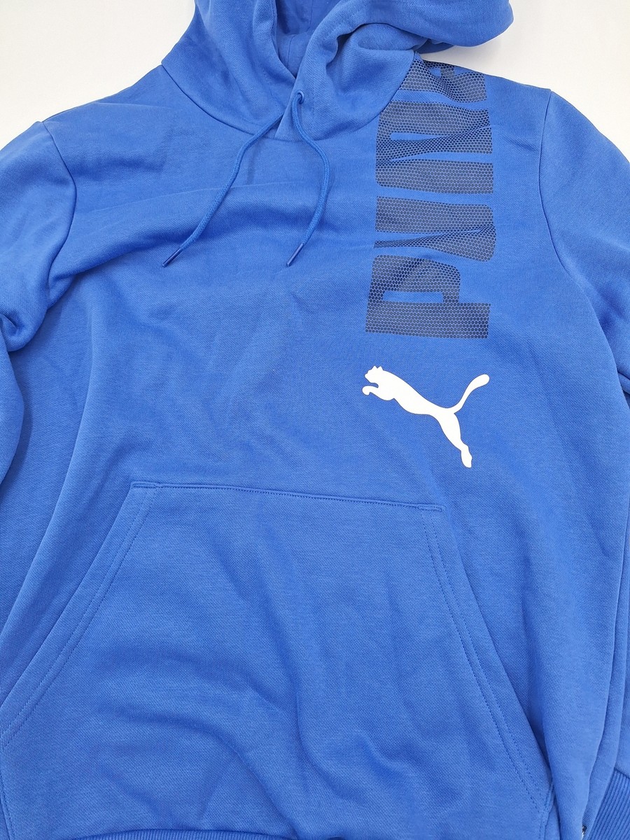 PUMA Mens Ess+ Logo Lab Fleece Hoodie Sapphire Blue Small $55 NWOT