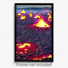 Pixel Art Poster - Dazzling Lava Fields (8 Bit Psychedelic Video Game Print)