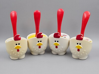 Rooster Doodle Doo Egg Cup & Spoon Set of 4 coquetier et cuillere - eggcessory